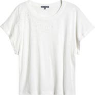 Wit & Wisdom Embroidered Eyelet Cap Sleeve T-Shirt