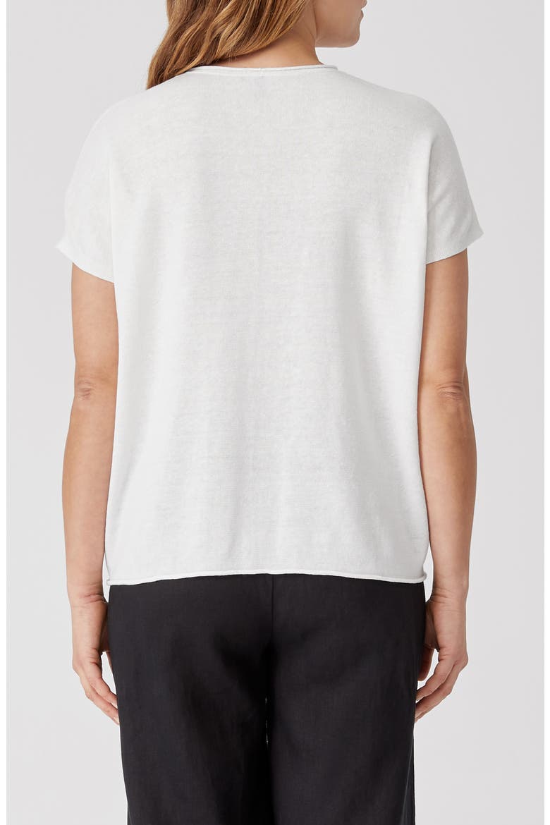 Short Sleeve Organic Linen & Cotton Boxy Sweater, Alternate, color, WHITE