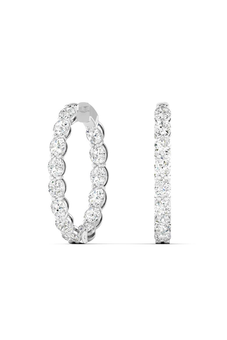 Double Oval Lab Diamond Hoop Earrings in 14K, Main, color, White Gold