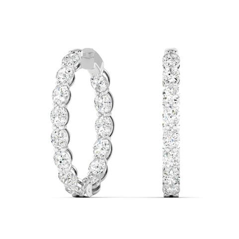 Double Oval Lab Diamond Hoop Earrings in 14K