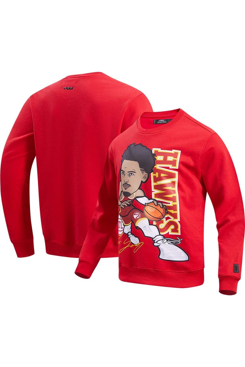 Men's Pro Standard Trae Young Red Atlanta Hawks Avatar Pullover Sweatshirt, Main, color, Red