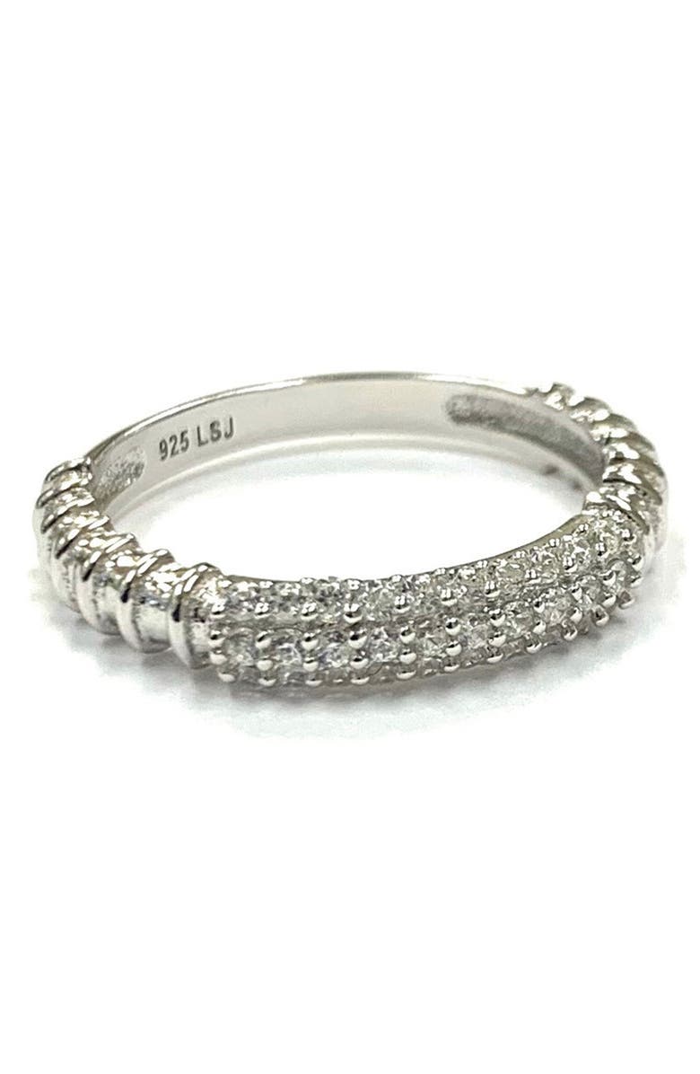 Liza Schwartz Sterling Silver CZ Pavé Bar Ring - Size 7, Main, color, 