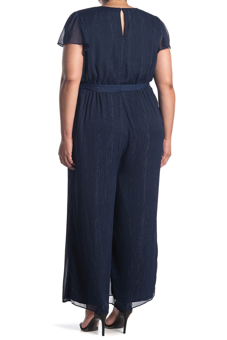 Chiffon Surplice Jumpsuit, Alternate, color, NAVY