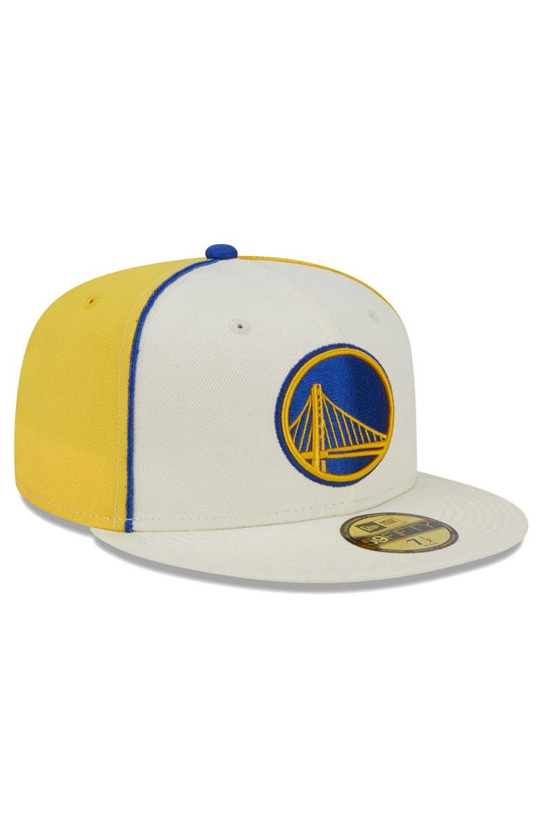 New Era Men's New Era Cream Golden State Warriors Piped Pop Panel 59FIFTY Fitted Hat, Alternate, color, Cream