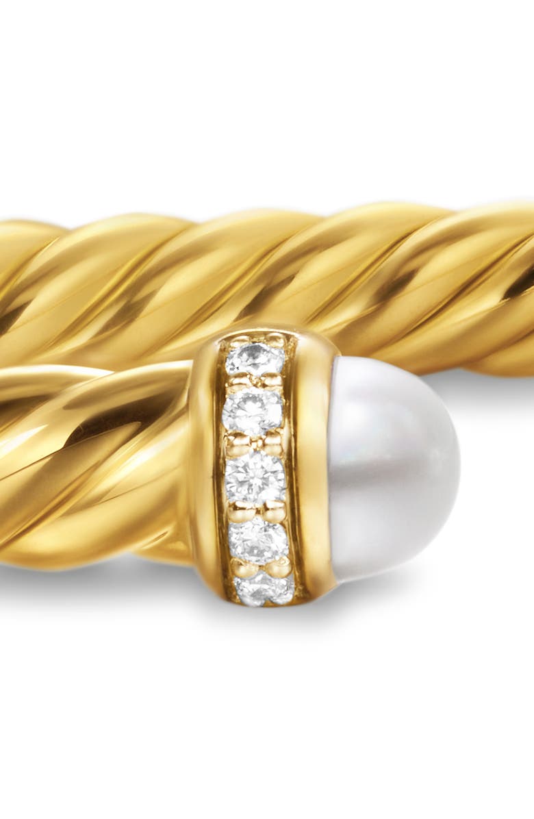 David Yurman Modern Cablespira<sup>®</sup> Flex Bracelet in 18K Yellow Gold & Diamonds, Alternate, color, Pearl