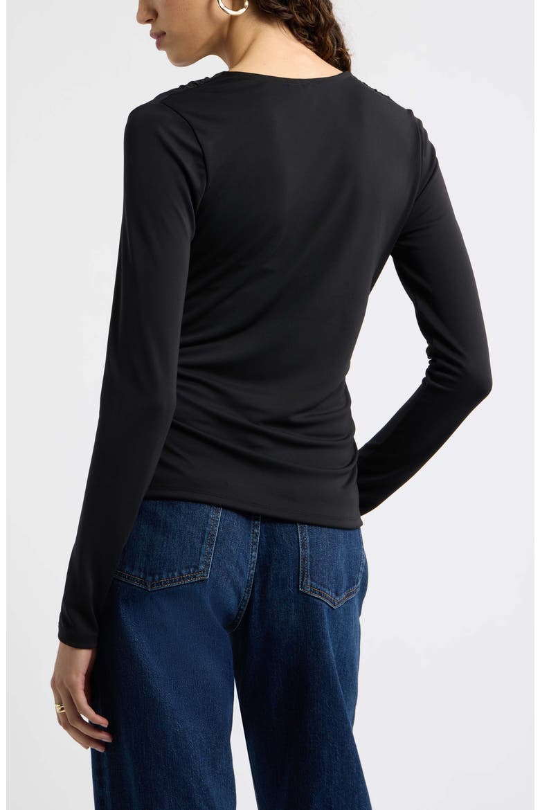 Long Sleeve Drape Knit Top, Alternate, color, BLACK