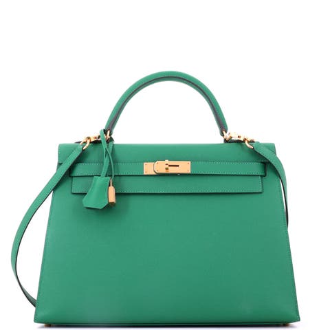 Kelly Handbag Green Epsom with Gold Hardware 32