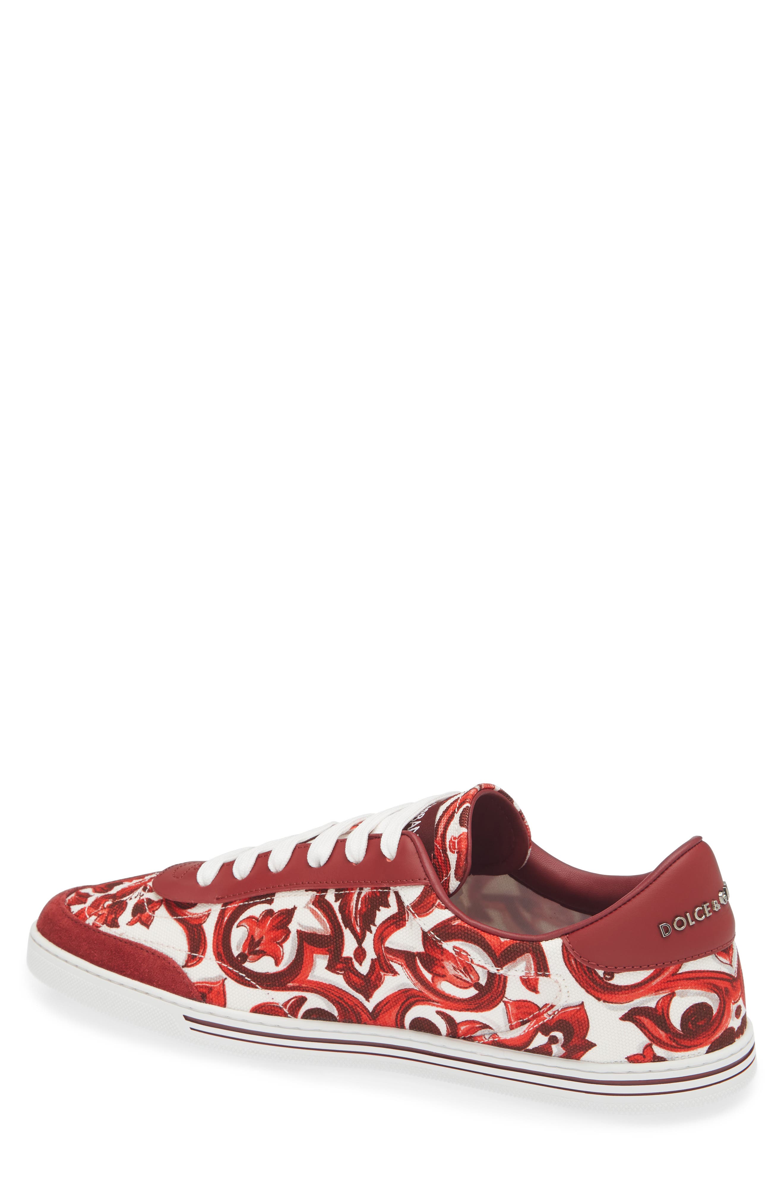 Dolce&Gabbana Majolica Print Low Top Sneaker, Alternate, color, Iy3tn Maiolica 1 Rubino