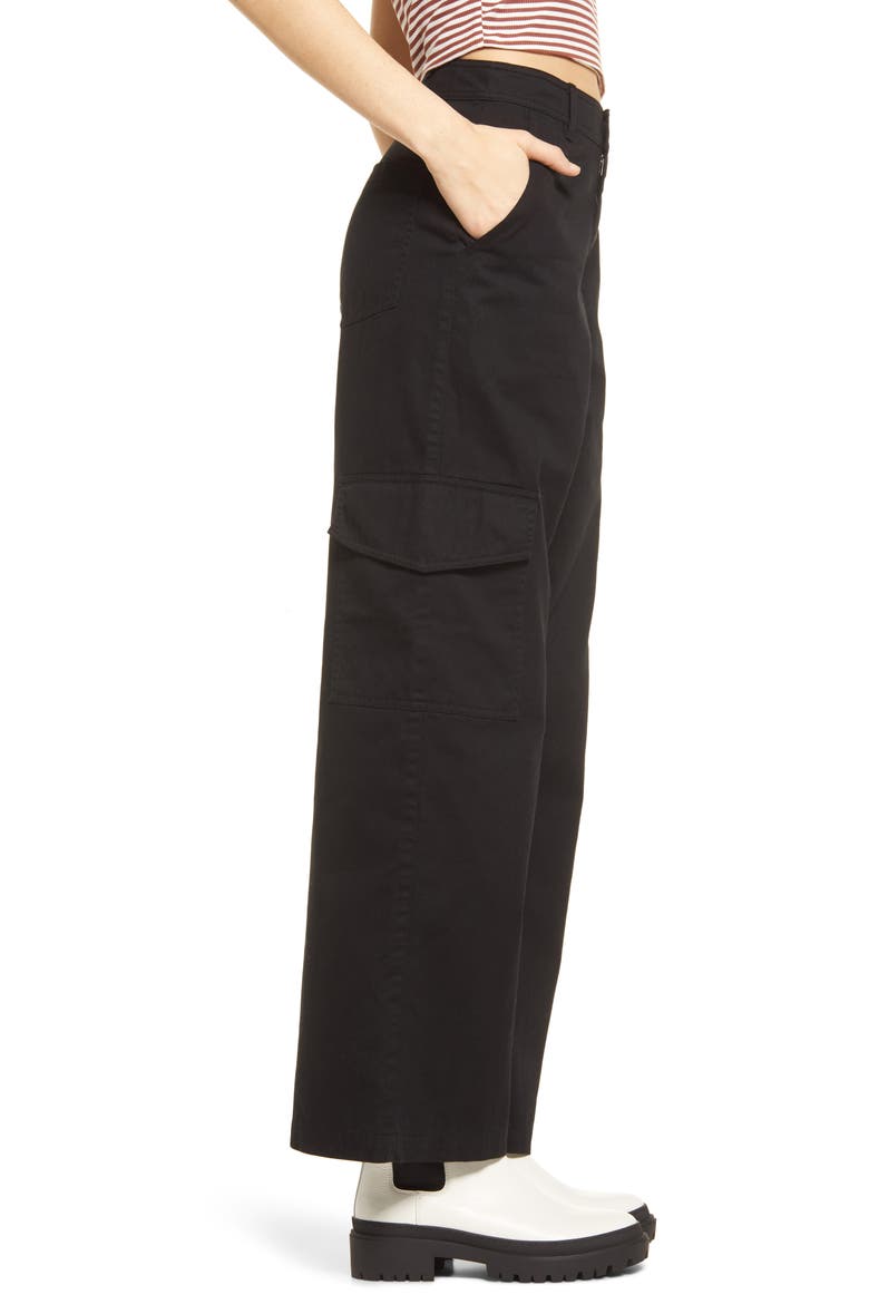 High Waist Cargo Pants, Alternate, color, BLACK