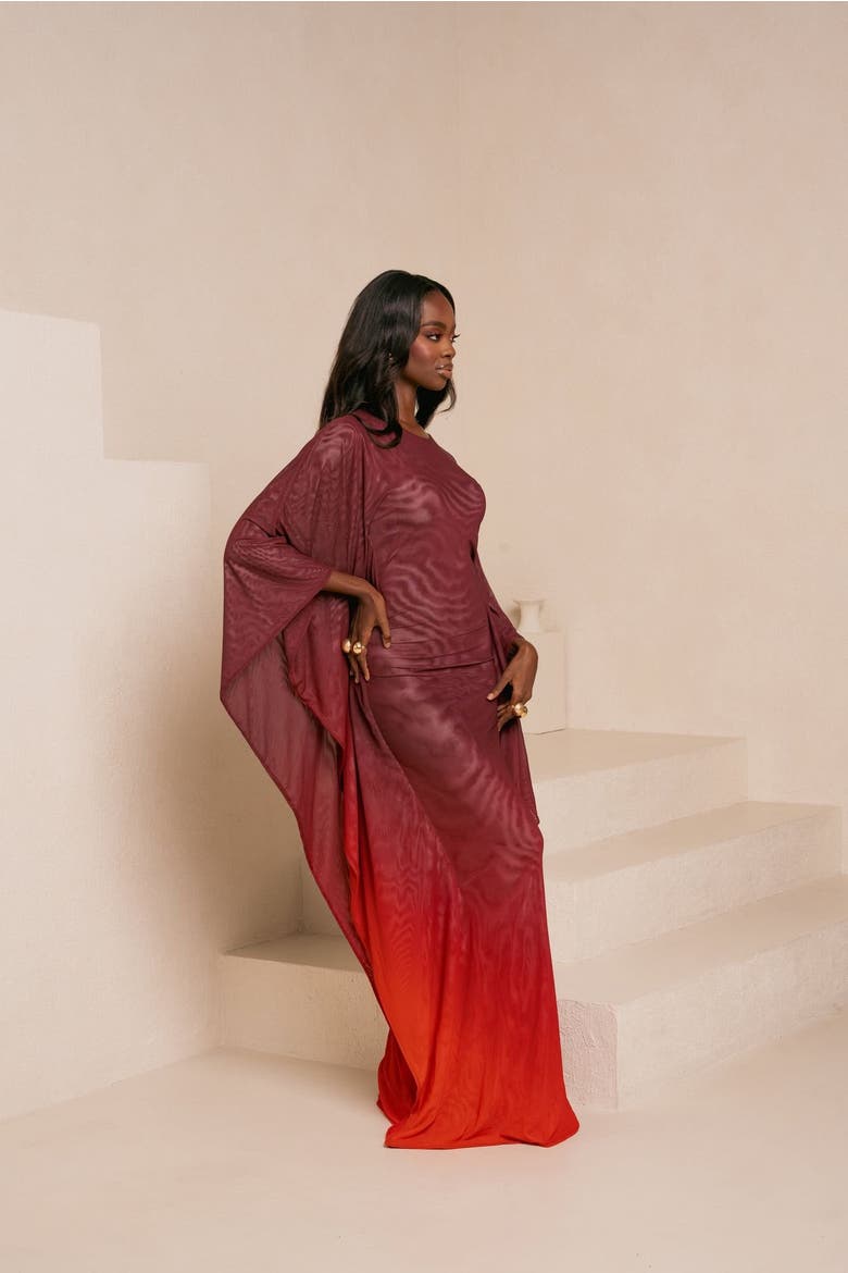 Dawn Kaftan Dress, Alternate, color, Burgundy