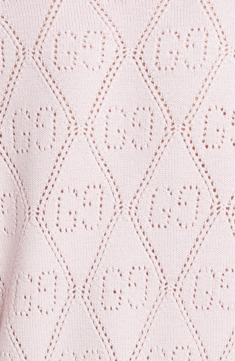 Gucci GG Logo Pointelle Wool Crop Sweater, Alternate, color,