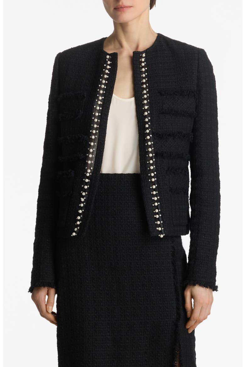 Embellished Tweed Jacket, Main, color, BLACK