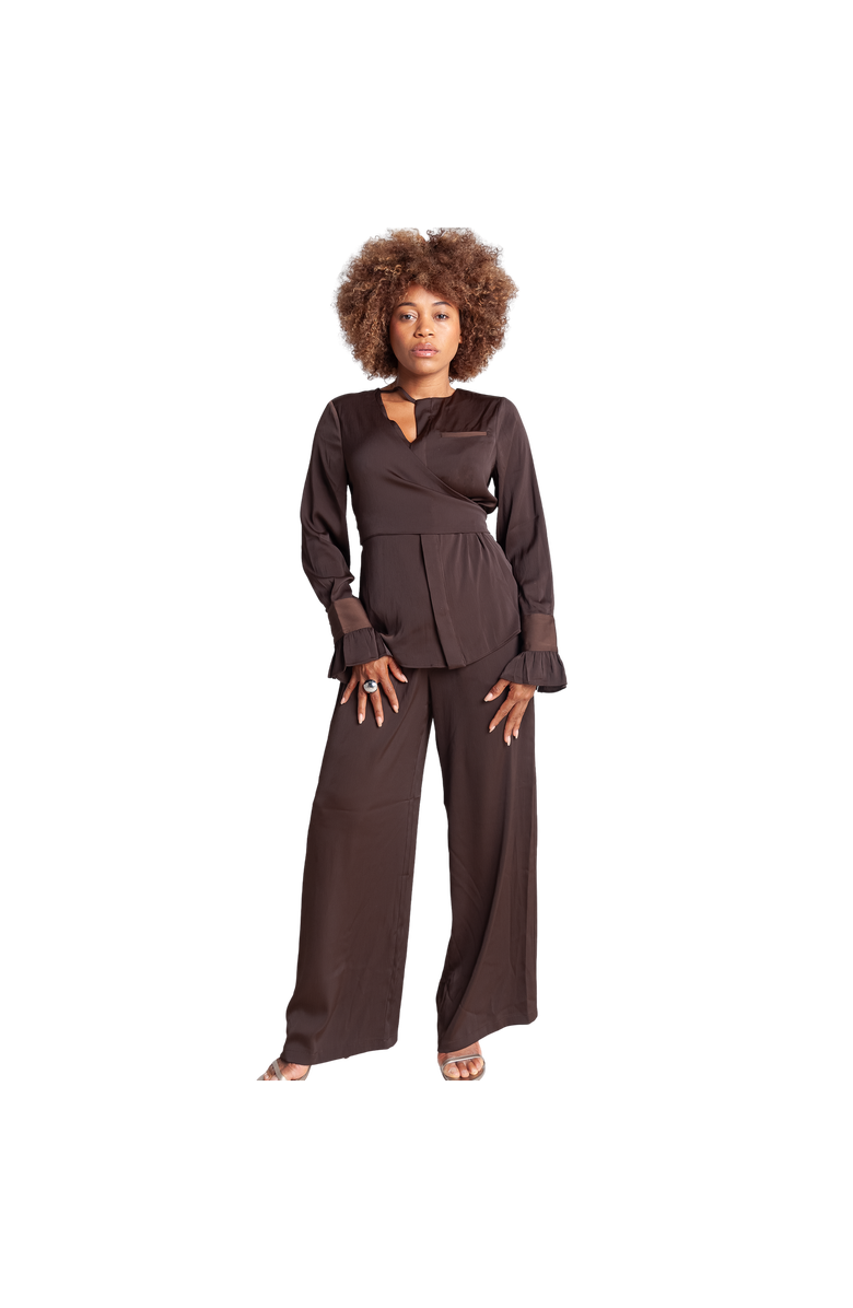 RICHANTEE High Waisted Wide Leg Pants, Alternate, color, Brown