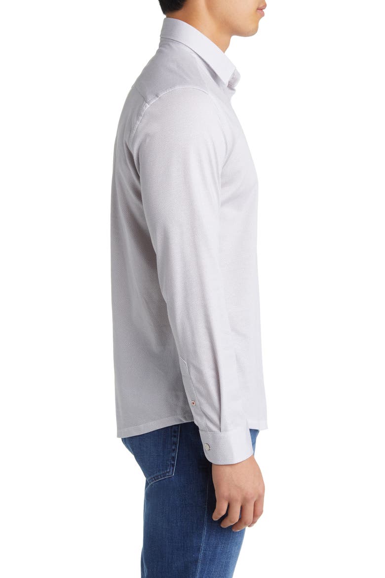 Hourglass Geo Dry Touch® Performance Jersey Button-Up Shirt, Alternate, color, GREY