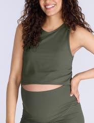MOTHERHOOD MATERNITY Crew Neck Racerback Cropped Maternity Tank