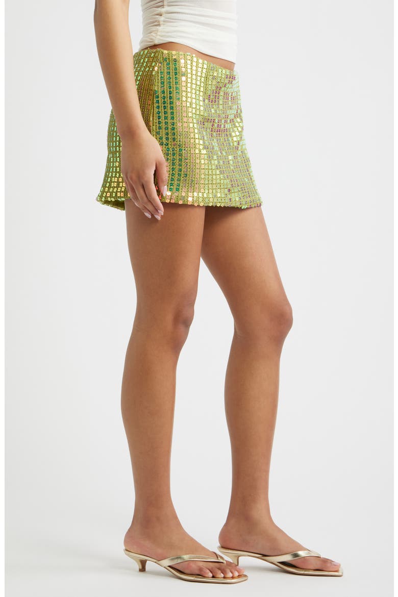 Zelaia Sequin Knit Miniskirt, Alternate, color, GREEN