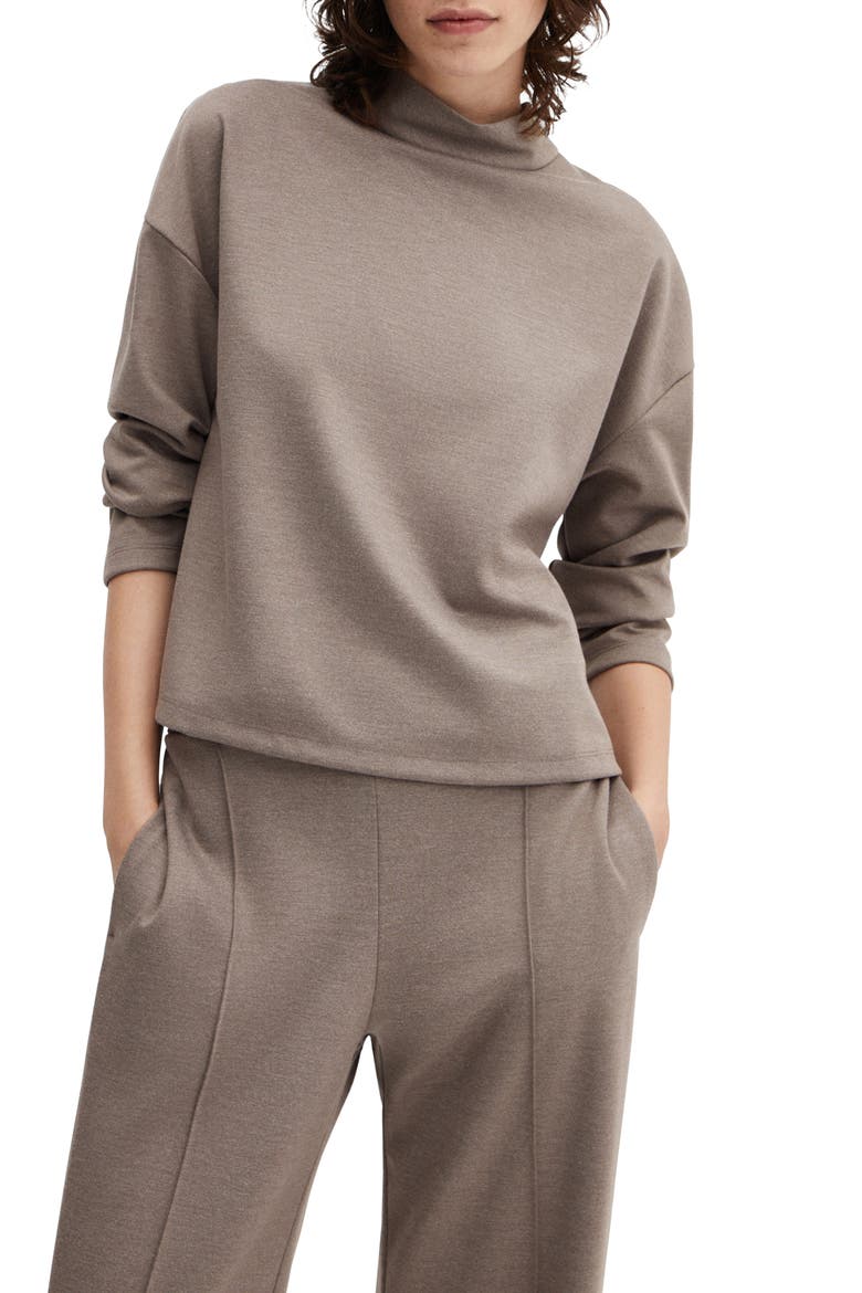 Mock Neck Sweatshirt, Main, color, MEDIUM BROWN