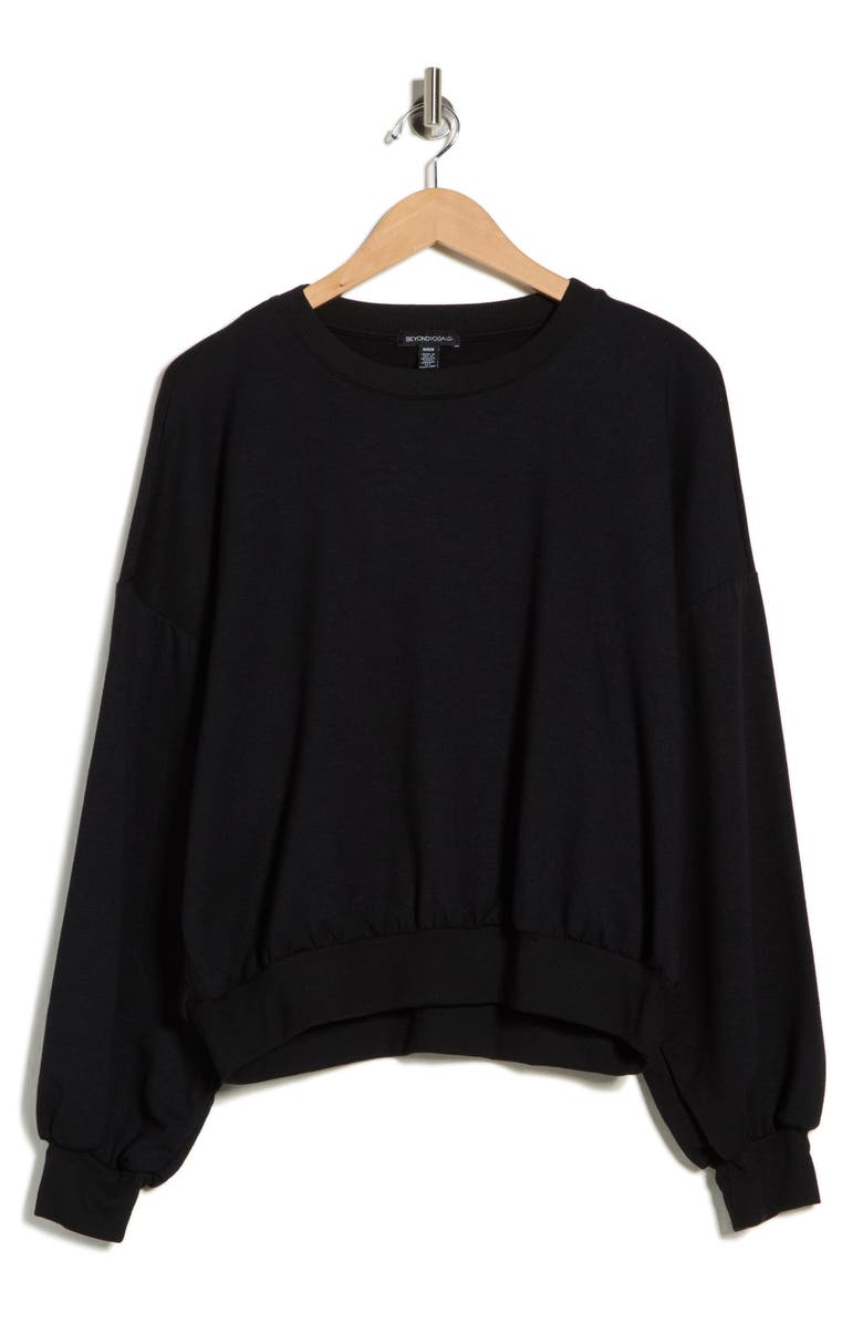 Beyond Yoga Upper East Cropped Pullover Sweater, Main, color, Black