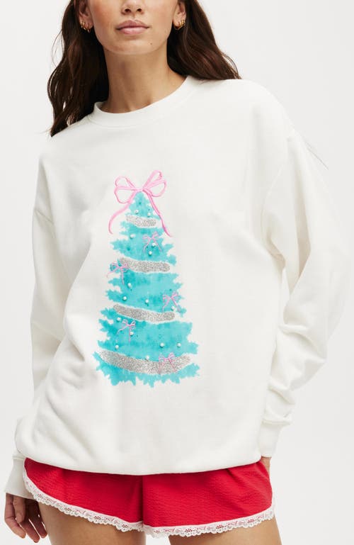 Cotton On Body Novelty Sleep Fleece In Coconut Milk Christmas Tree