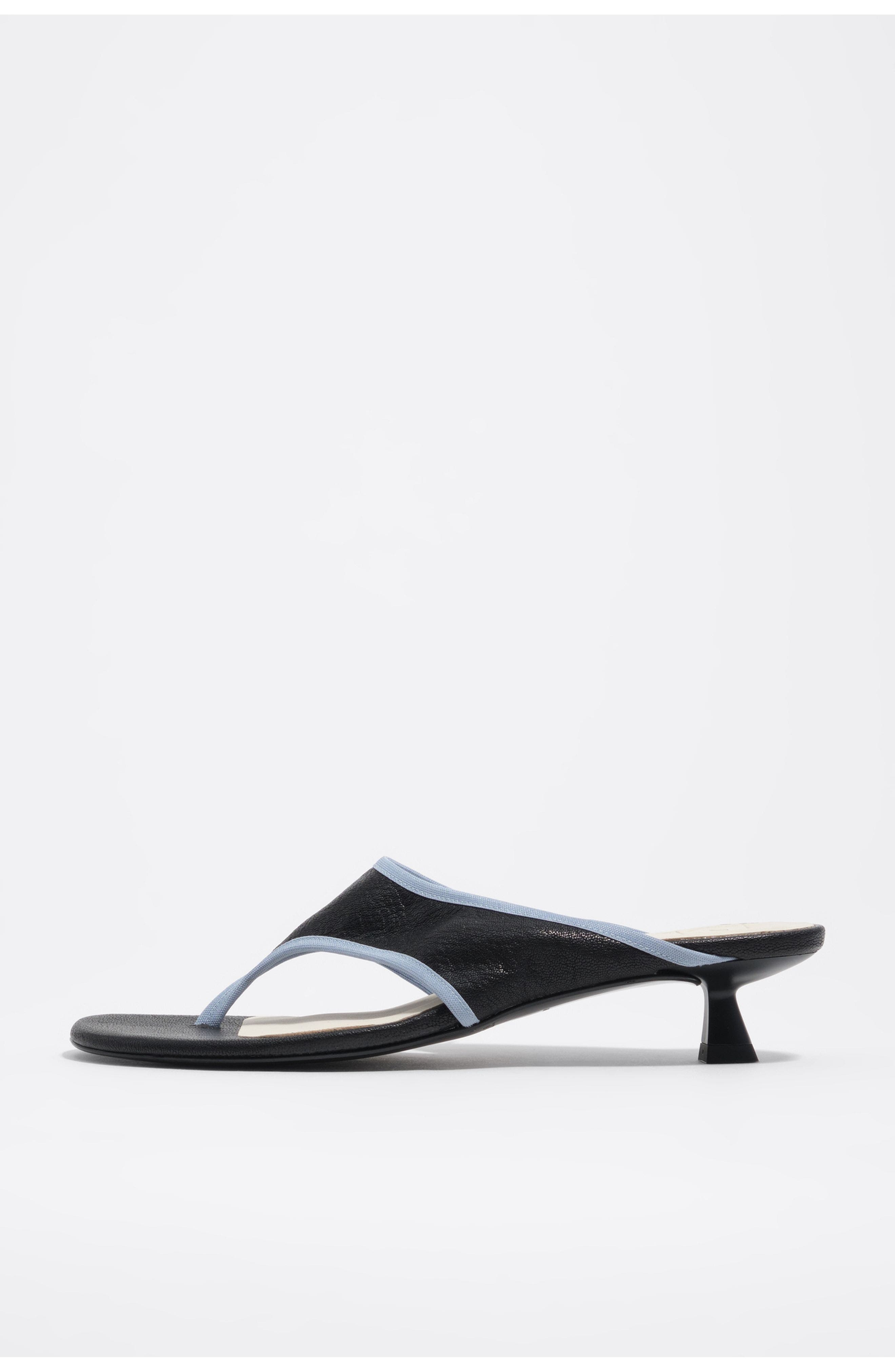 Bimba y Lola Heeled sandal in leather, Main, color, Black