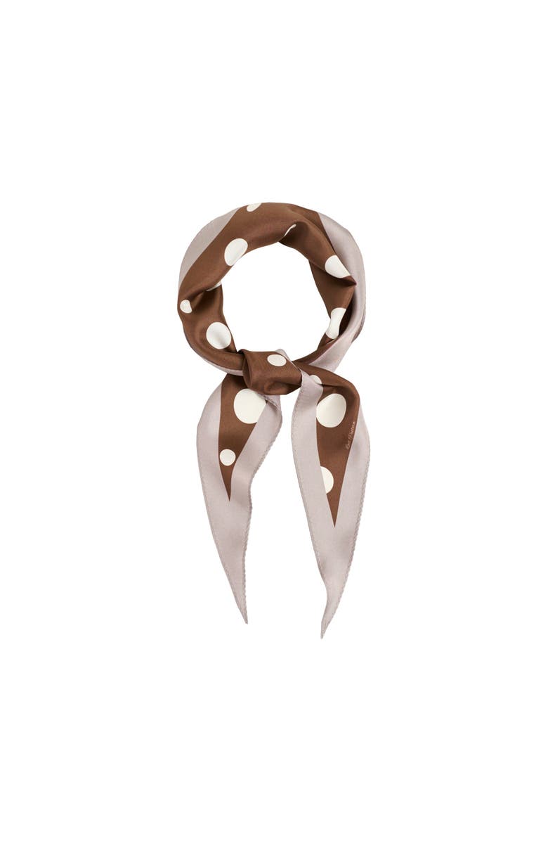 Lost Pattern "Retro Polka" Silk Diamond Neckerchief, Main, color, Coffee