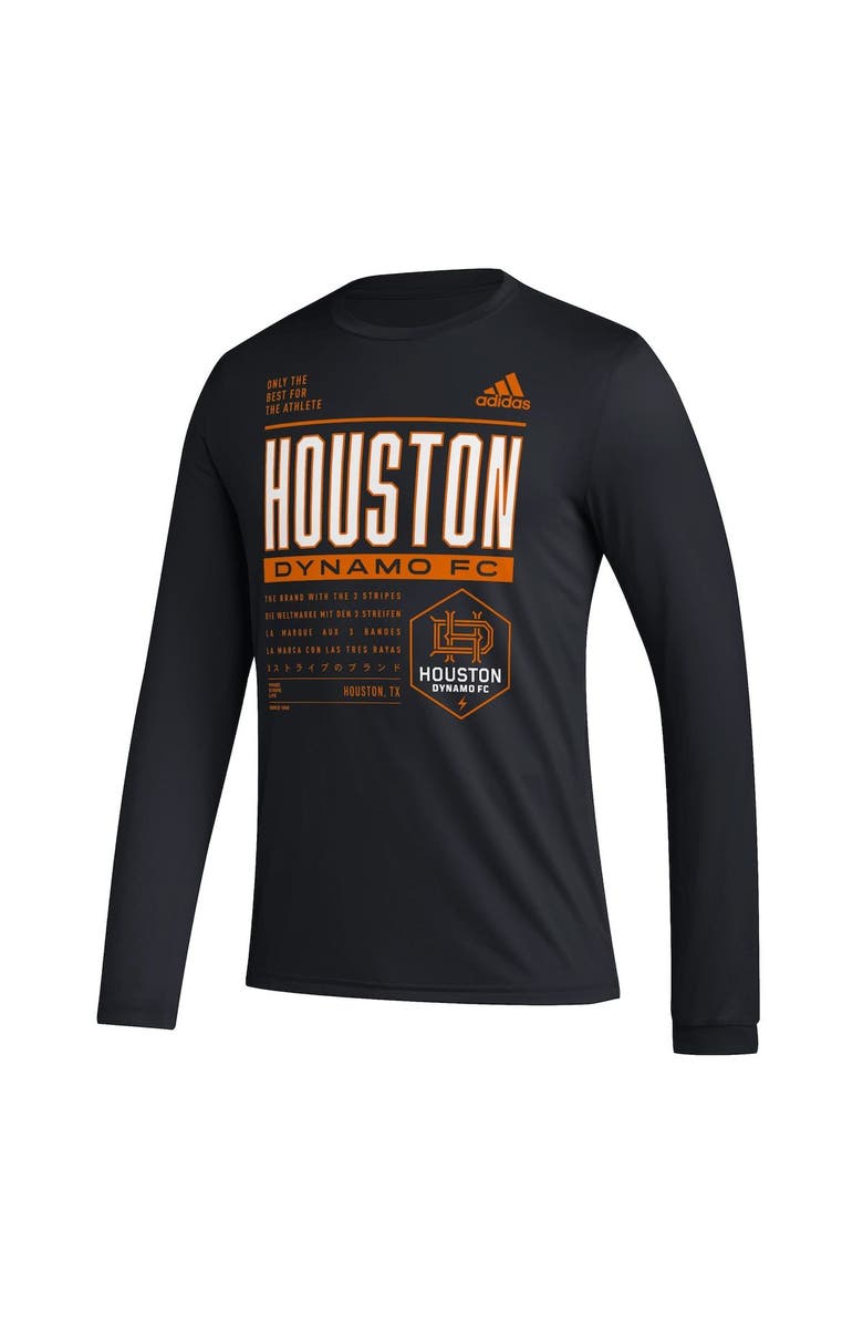 adidas Men's adidas Black Houston Dynamo FC Club DNA Long Sleeve AEROREADY T-Shirt, Alternate, color, 