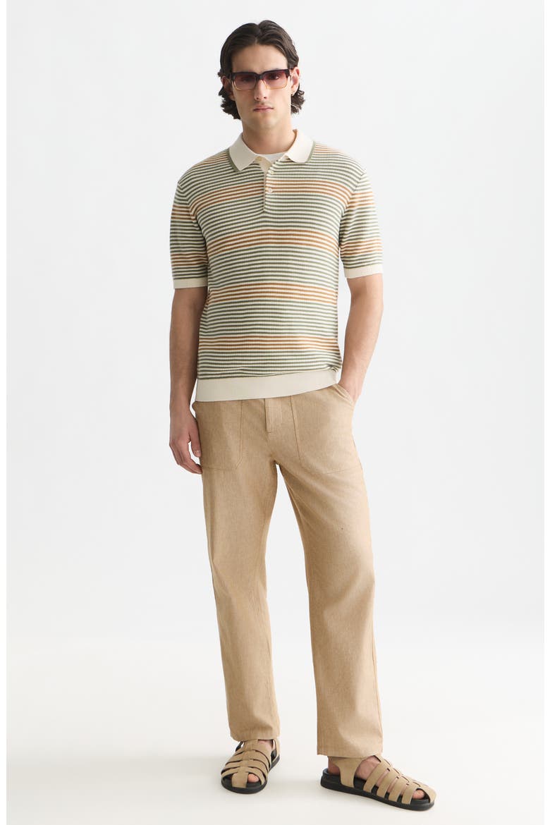 Tonal Stripe Cotton Polo Sweater, Alternate, color, OIL GREEN STRIPE