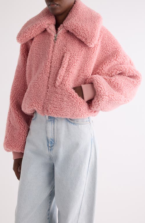 Givenchy Crop Faux Shearling Bomber Jacket In Pink