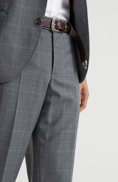 Brunello Cucinelli Check-pattern Wool Trousers In Gray