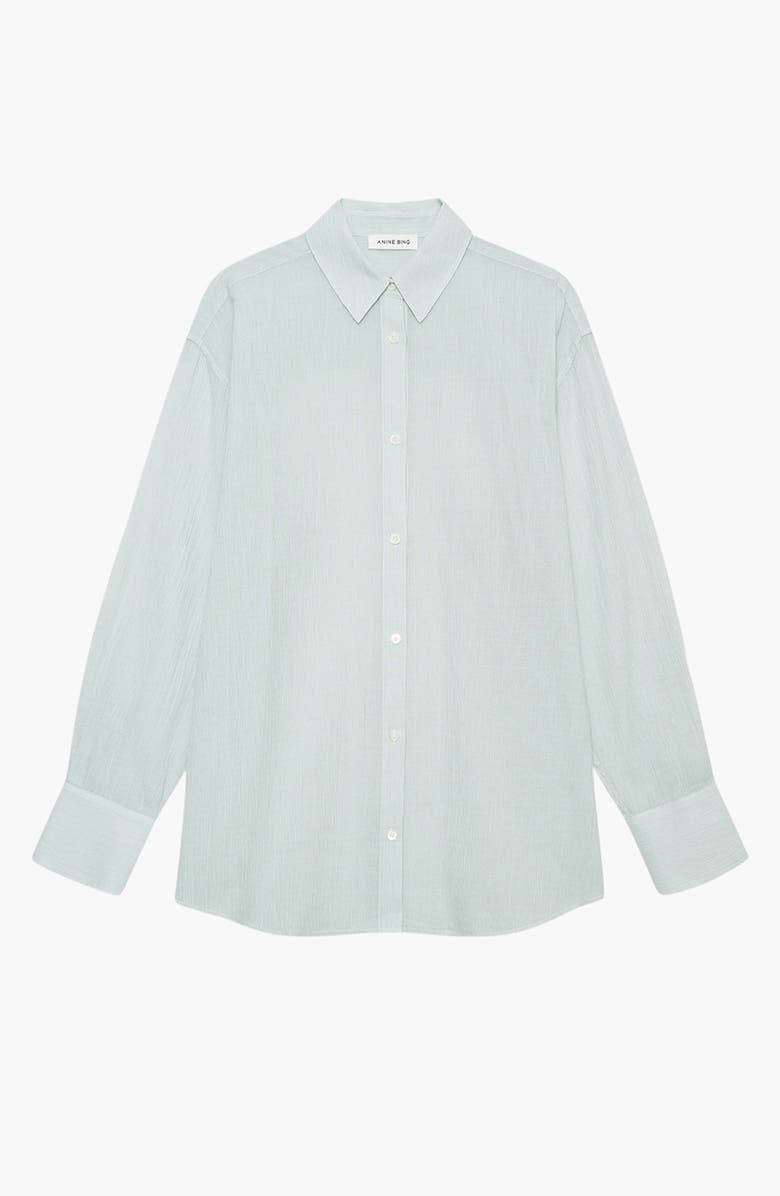 ANINE BING Plaza Shirt, Alternate, color, Green And White Mini Stripe