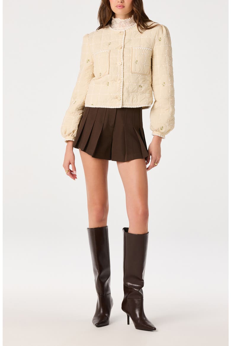Belicia Quilted Floral Jacket, Alternate, color, CREAM