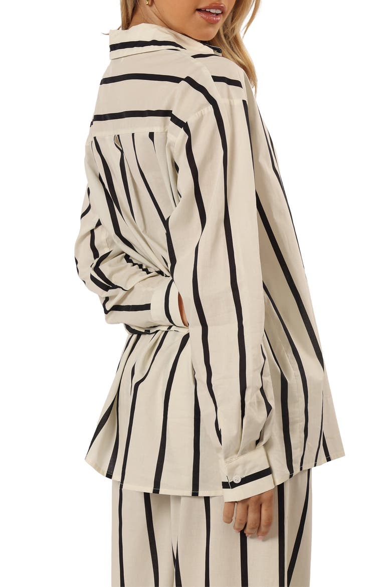 Silvia Stripe Button-Up Shirt, Alternate, color, CREAM STRIPE