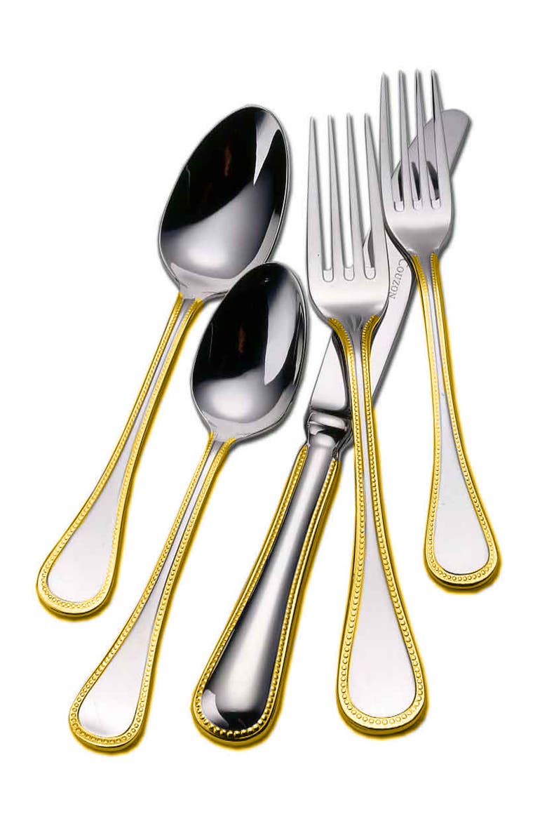 Le Perle Gold Accent 5 Piece Place Setting, Main, color, GOLD