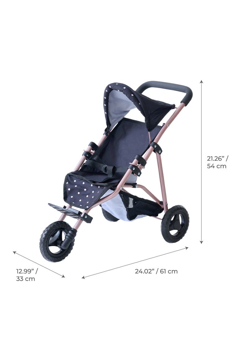 Olivia's Little World Polka Dot Baby Doll Jogging Stroller, Alternate, color, BLACK