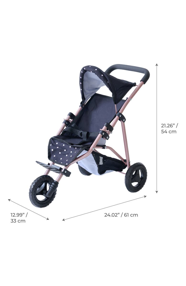 Teamson Kids Olivia's Little World Polka Dot Baby Doll Jogging Stroller, Alternate, color, Black