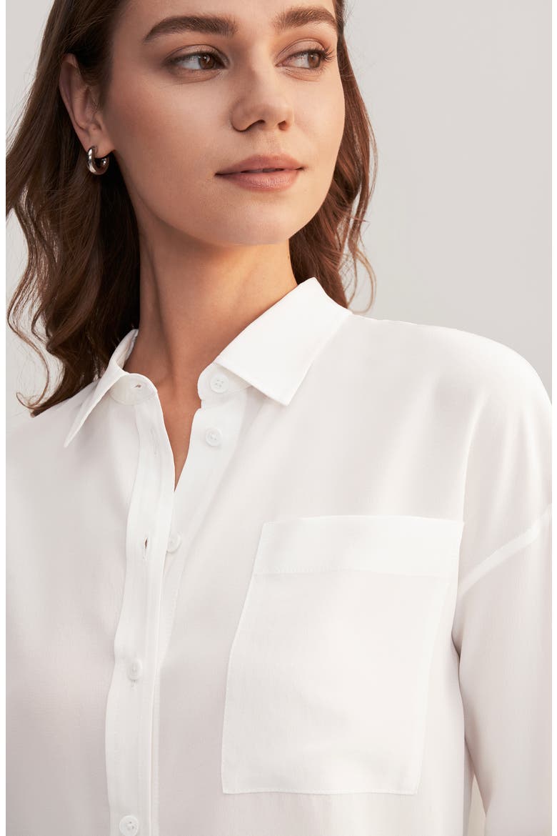 Women's Drop Shoulders Oversize Silk Shirt, Alternate, color, Natural White