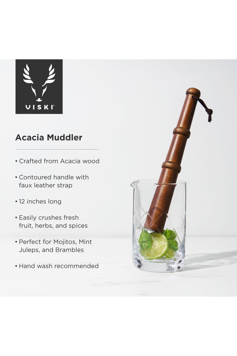 Professional 12" Muddler with Acacia Wood, Alternate, color, Brown