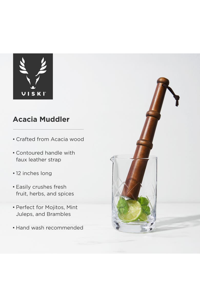 Viski Professional 12" Muddler with Acacia Wood, Alternate, color, 