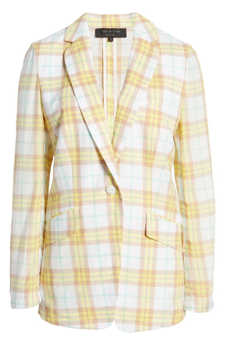 rag & bone Margot Plaid Blazer, Alternate, color, Ylwplaid