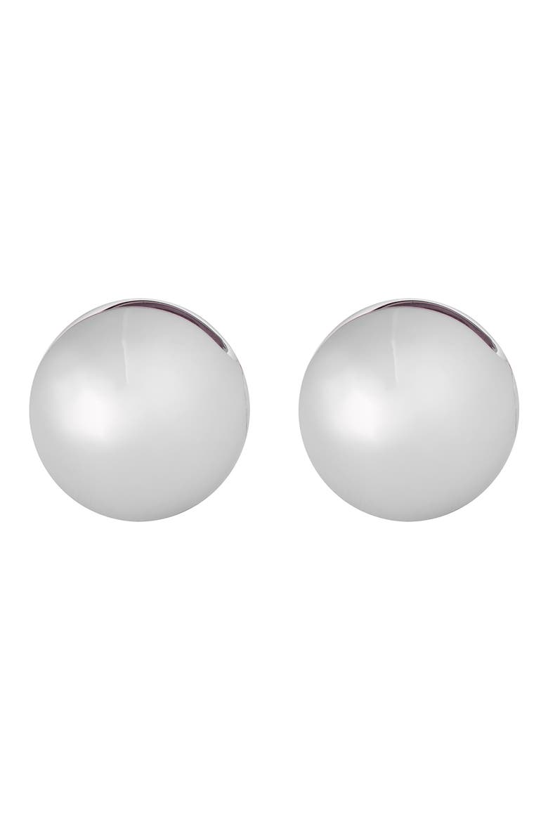 Pollie Polished Ball Huggie Hoop Earrings, Main, color, SILVER TONE