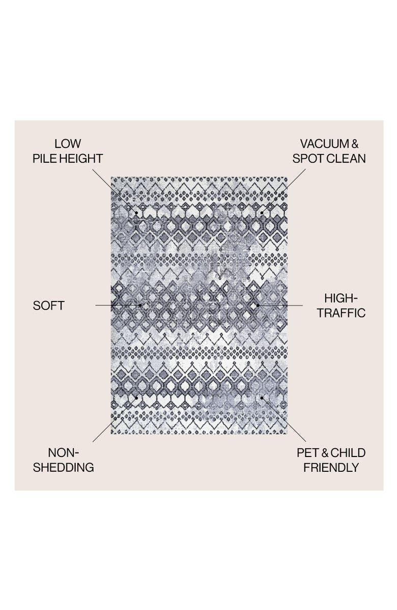 JONATHAN Y Azmar Moroccan Geometric Distressed Area Rug, Alternate, color, Ivory/Black