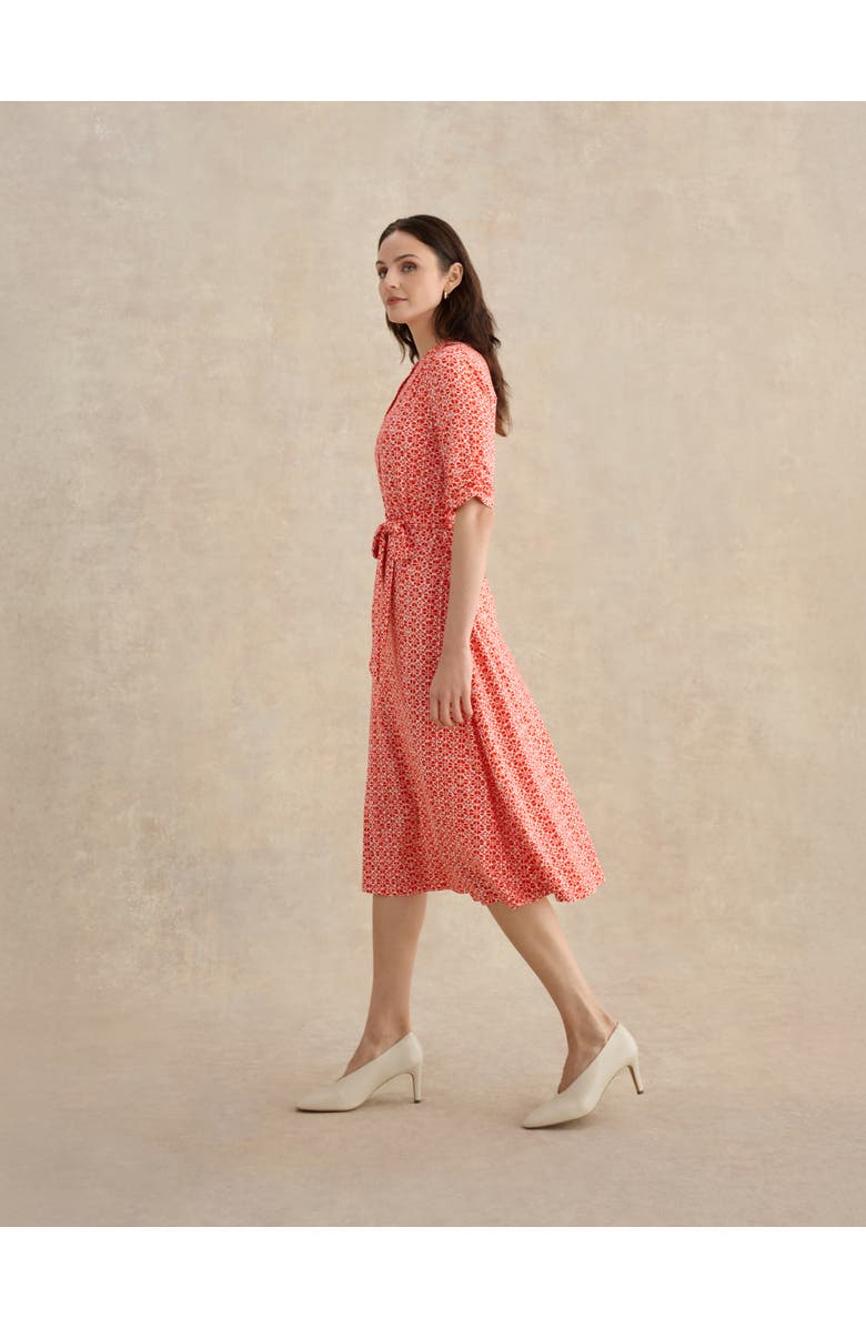 HOBBS LONDON Cathy 3/4 Sleeve Jersey Midi Dress, Alternate, color, Red Ivory