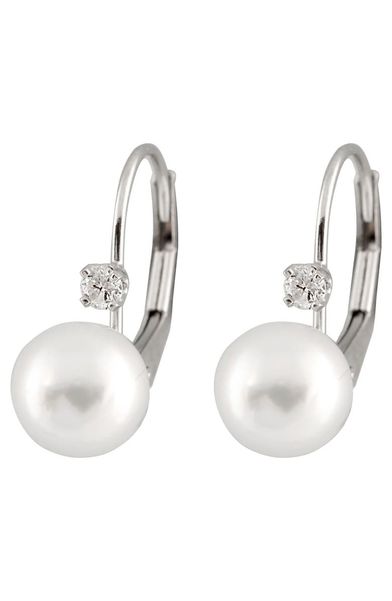 SPLENDID PEARLS 14K Gold Diamond & 6-7mm Pearl Earrings - 0.06ct, Main, color, 