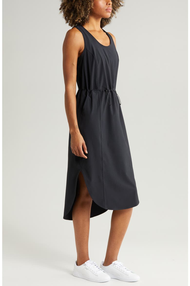 In Flight Drawcord Waist Dress, Alternate, color, BLACK
