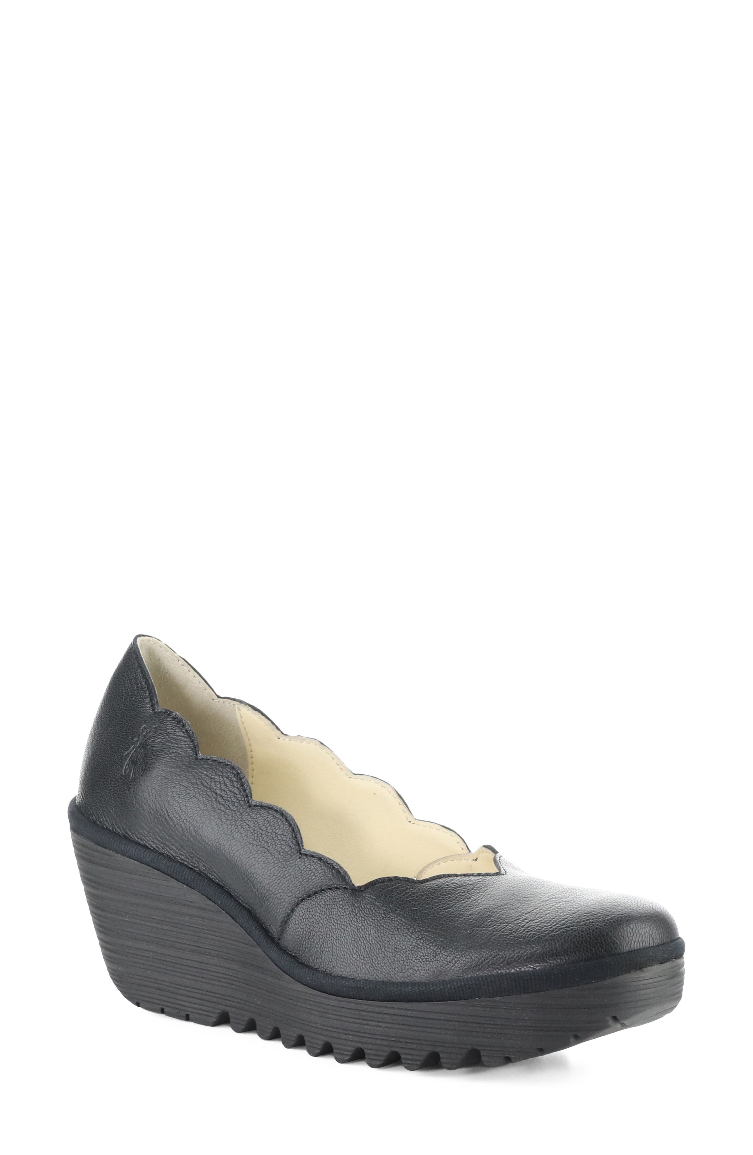 Yerk Wedge Pump, Main, color, BLACK SMOOTH LEATHER