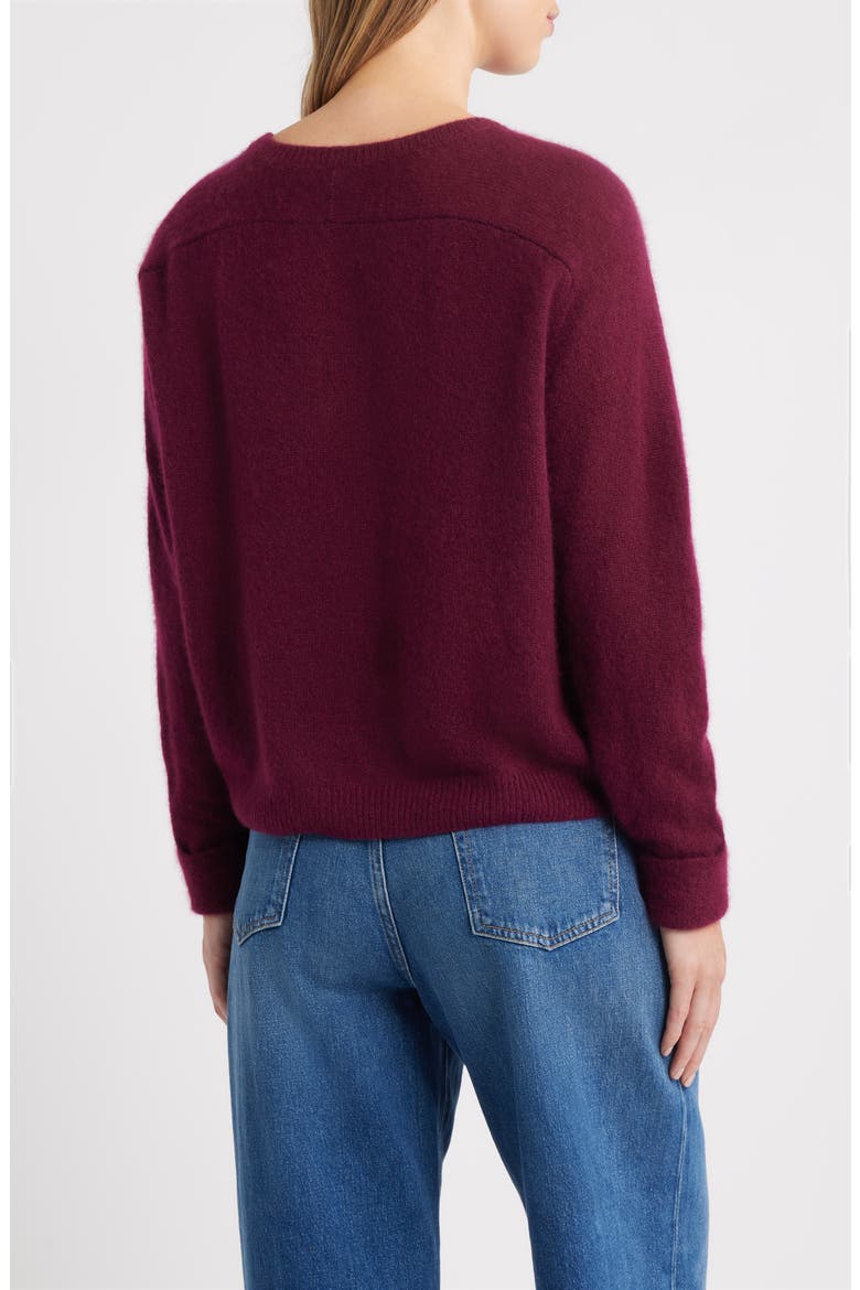Crewneck Rolled Cuff Cashmere & Silk Sweater, Alternate, color, PORT