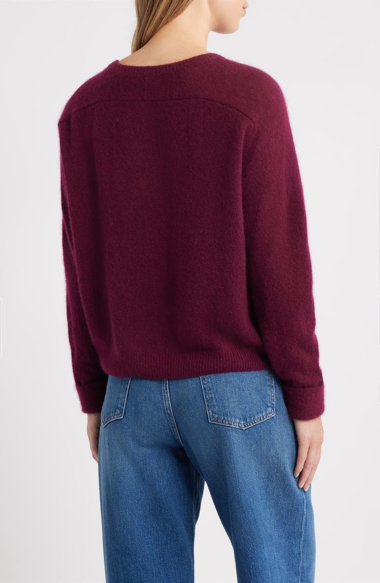 MARGARET O'LEARY Crewneck Rolled Cuff Cashmere & Silk Sweater, Alternate, color, Port