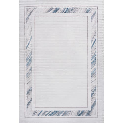 Jonathan Y Athens Classic Border Marble Pattern High-low Area Rug In Silver/blue