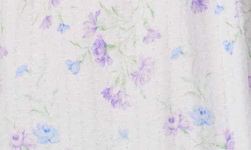 Eileen West Floral Sleeveless Short Cotton Lawn Nightgown In White