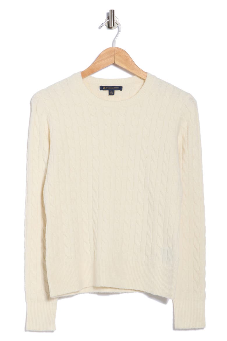 Cable Knit Crewneck Sweater, Alternate, color, WHITE
